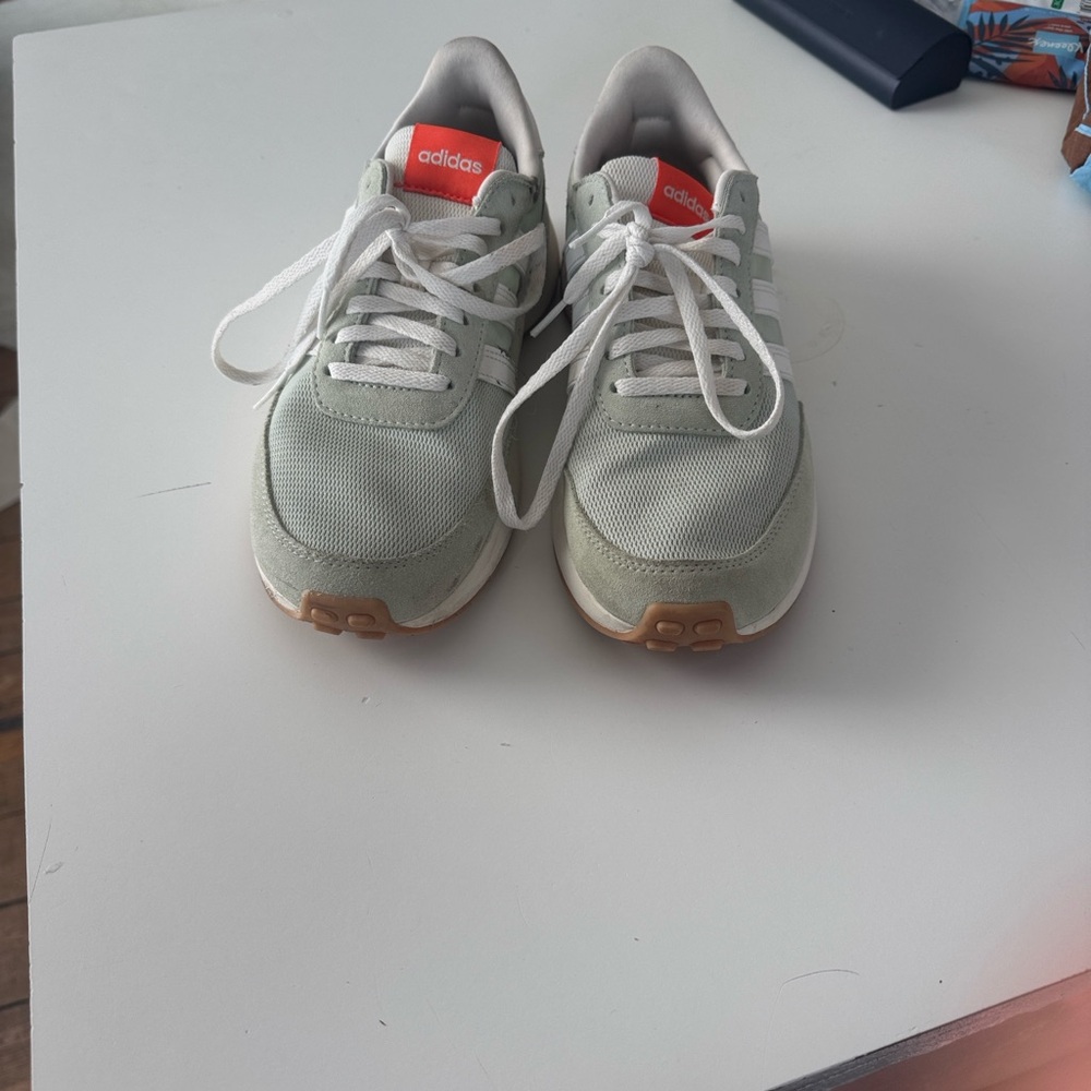 Adidas Light Green Sneakers with White Accents